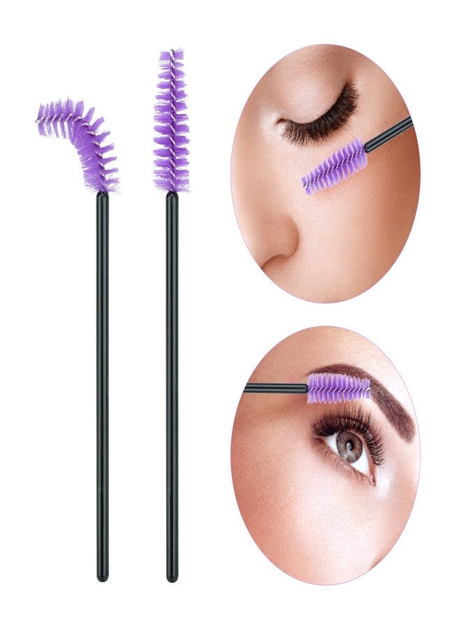 G2PLUS 100PCS Disposable Eyelash Brushes, Adjustable Mascara Wands Makeup Applicator, Lash Spoolies Brushes for Eyelash Extensions and Eyebrows (Purple) - Image 3