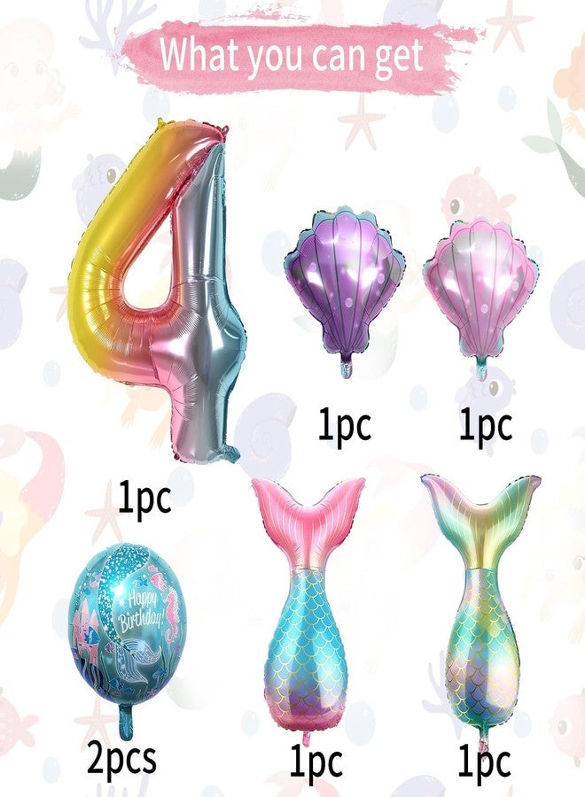 Sowide 4th Mermaid Birthday Decorations,Pink Blue Balloons Kit Sea Balloon Tail Balloons for Girls Mermaid Party Baby Shower - Image 3