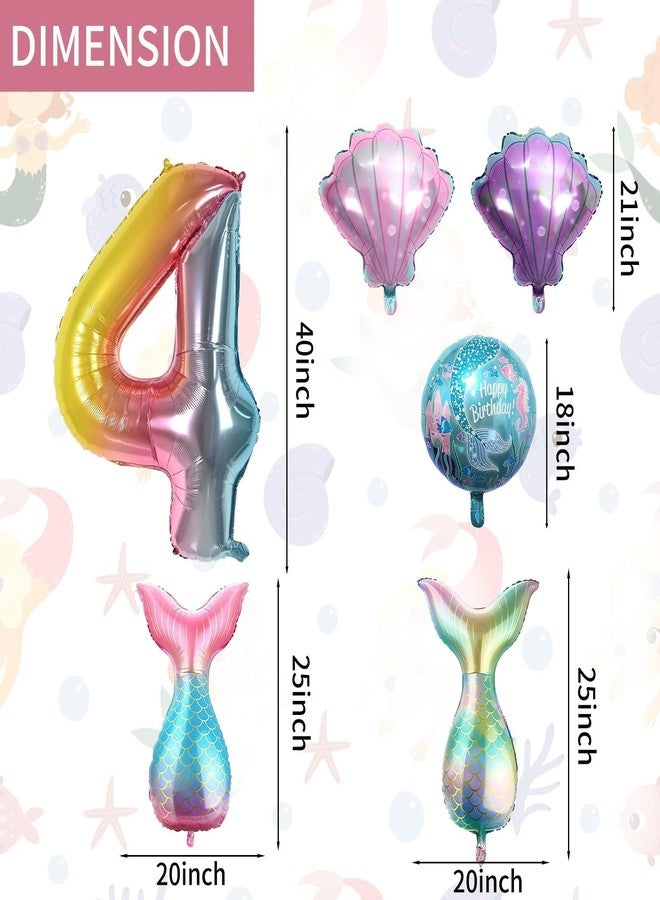 Sowide 4th Mermaid Birthday Decorations,Pink Blue Balloons Kit Sea Balloon Tail Balloons for Girls Mermaid Party Baby Shower - Image 2