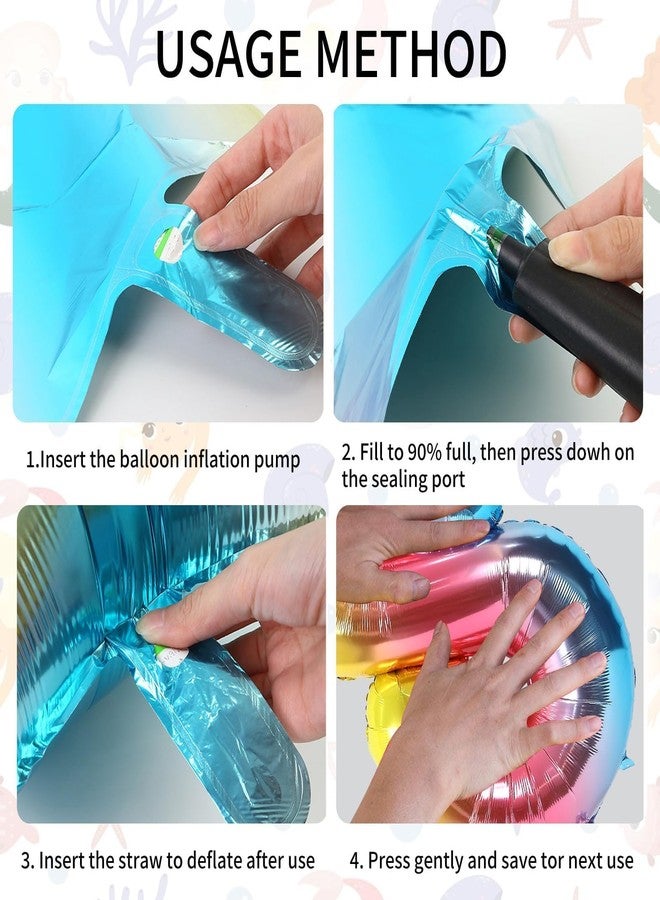 Sowide 4th Mermaid Birthday Decorations,Pink Blue Balloons Kit Sea Balloon Tail Balloons for Girls Mermaid Party Baby Shower - Image 4