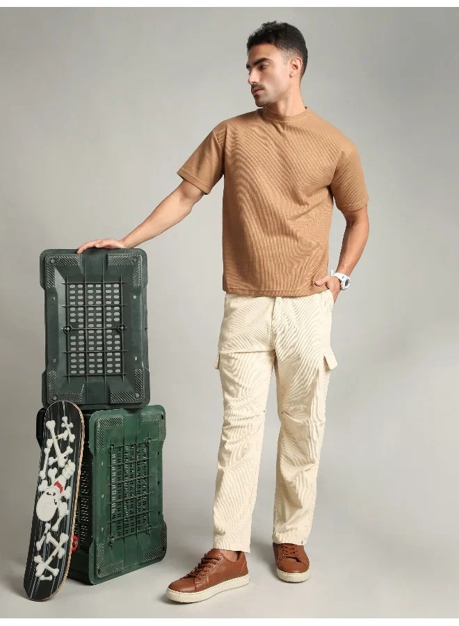 Beyoung Cream Oversize Corduroy Cargo Pants