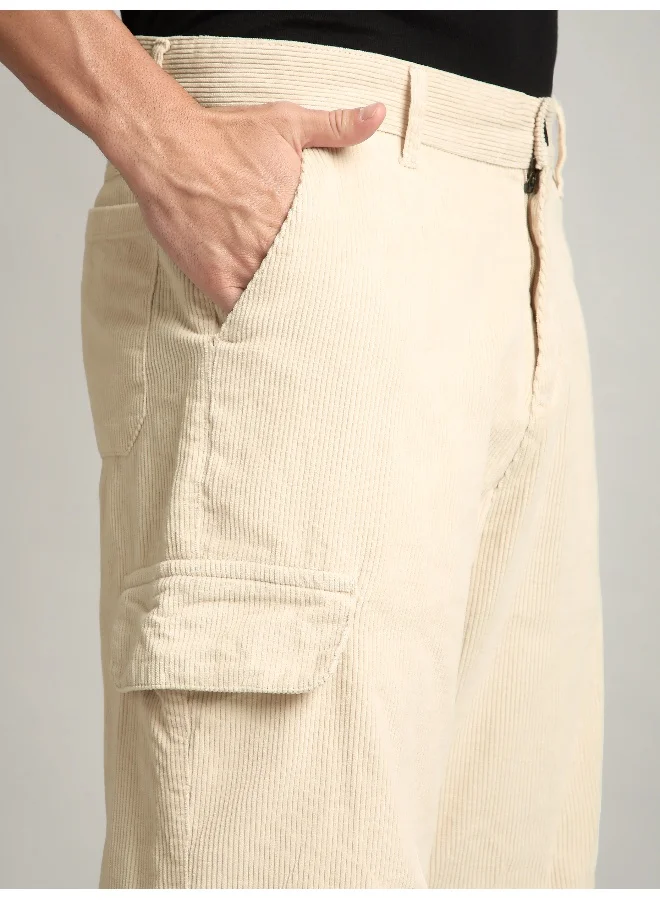 Beyoung Cream Oversize Corduroy Cargo Pants