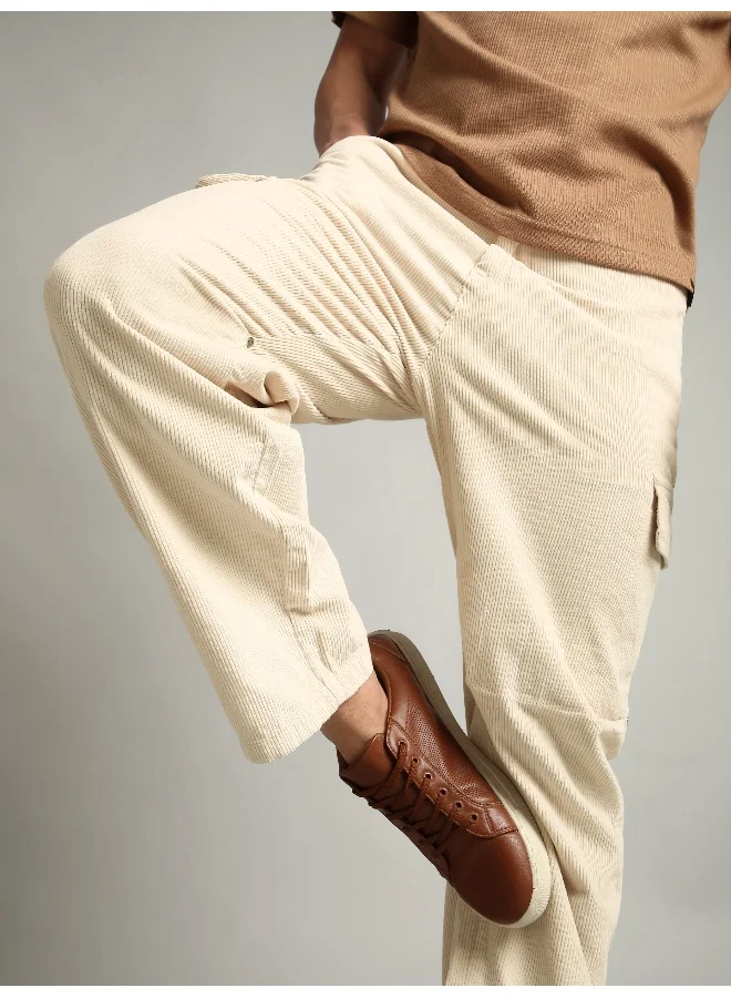 Beyoung Cream Oversize Corduroy Cargo Pants