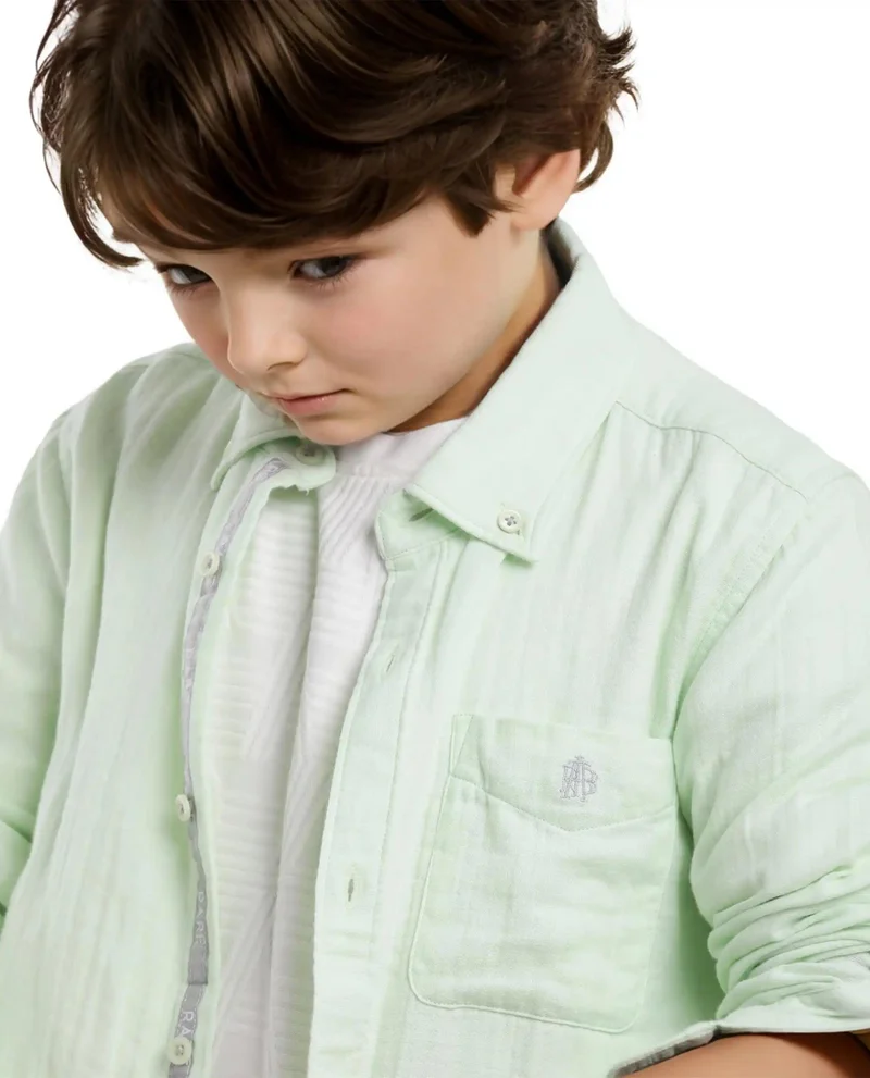 رير ونز Rare Ones Kids Presto Flouroscent Green Cotton Full Sleeve Regular Fit Button Down Solid Shirt
