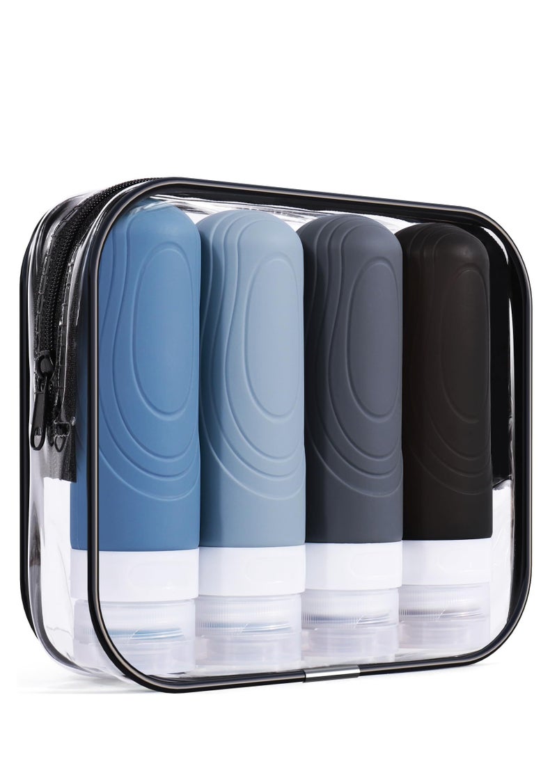 GUDOO 4 Pack Travel Accessories Travel Bottles for Toiletries Travel Containers with Labels 3oz 4 Color Leak Proof Containers for Toiletries Easy to Carry for Travelling Clubs Fitness Business - Image 1