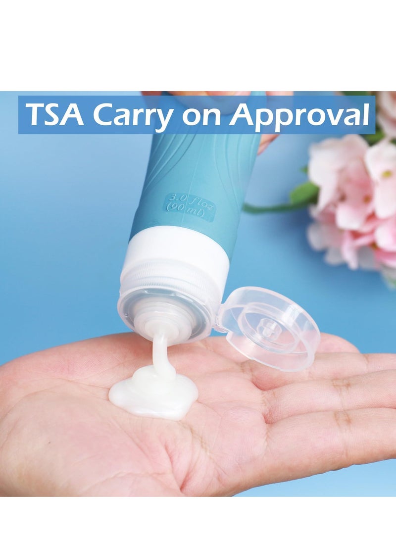 GUDOO 4 Pack Travel Accessories Travel Bottles for Toiletries Travel Containers with Labels 3oz 4 Color Leak Proof Containers for Toiletries Easy to Carry for Travelling Clubs Fitness Business - Image 3