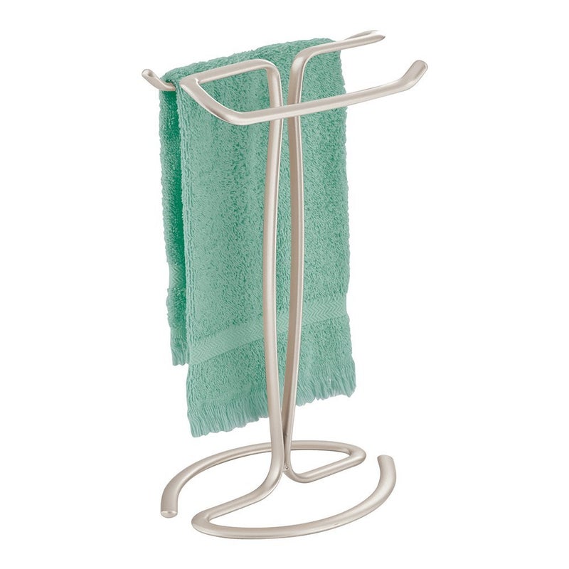 InterDesign iDesign Axis Metal Hand Towel Holder for Master Bathroom, Vanities, Countertops, Kitchen, Holds 2 Finger Tip Towels, Satin - Image 3