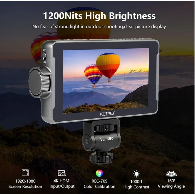 Viltrox DC-550 5.5 inch 4K Hdmi Camera Field Monitor Touchscreen 3D LUT IPS 1920x1080 - Image 3