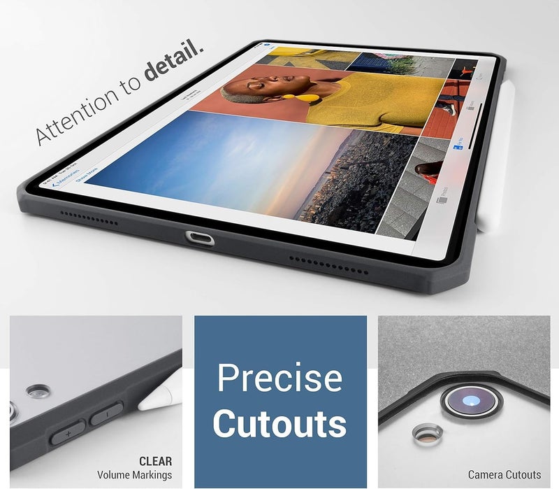 TineeOwl حافظة TineeOwl لجهاز iPad Air مقاس 11 بوصة M4/M3/M2 (2026/2025/2024)، الجيل 5/4 مقاس 10.9 بوصة (2022/2020)، رقيقة للغاية، شفافة غير لامعة، تدعم شحن قلم أبل وTouch ID، واقي TPU (أسود/ظهر غير لامع) - Image 4