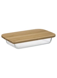5five Glass Rectangular Dish W Bamboo Lid 31 2 X 19 8 X 5 5 Cm 