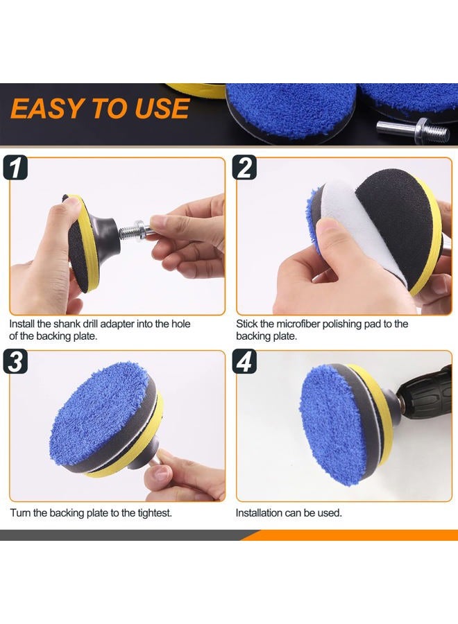 Rustark 13Pcs 3" 4" 5" 6" Microfiber Polishing Buffing Pads Kits Microfiber Pad Removing Wax Buffer Pads Microfiber Cutting Disc Micro Fiber for DA/RO Car Polisher Polishing, Buffing, Waxing, Cleaning - Image 5