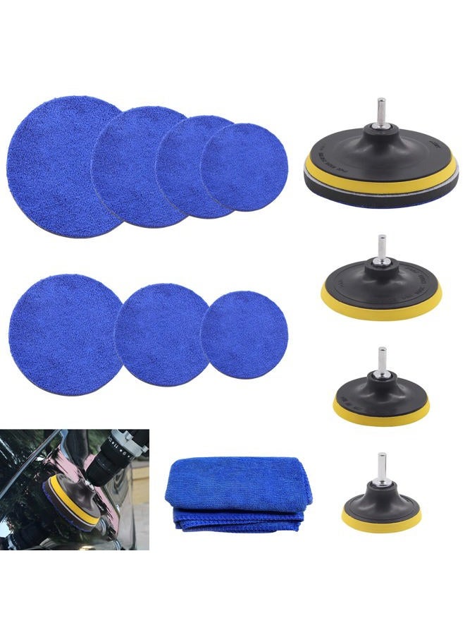 Rustark 13Pcs 3" 4" 5" 6" Microfiber Polishing Buffing Pads Kits Microfiber Pad Removing Wax Buffer Pads Microfiber Cutting Disc Micro Fiber for DA/RO Car Polisher Polishing, Buffing, Waxing, Cleaning - Image 1