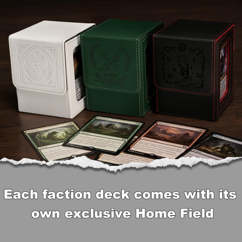 Venssu MTG Deck Box with Commander Display, Elf Card Deck Case Fits 100 Double Sleeved Cards, TCG Card Storage Box with 2 Dividers and 1 Toploader (Green and Grey) - Image 5