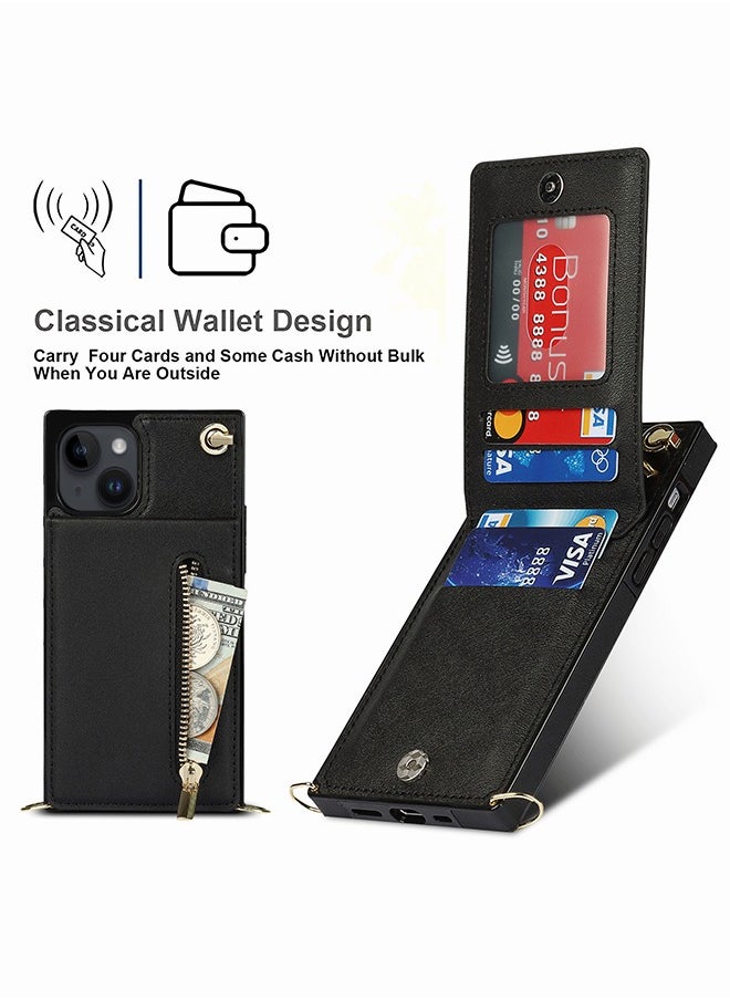 Motim Crossbody Wallet Phone Case for 14 /14 Plus with Card Slots, Premium Leather Shockproof Cover with Shoulder Strap, Mobile Phone Bag Cover for Women  - Image 2