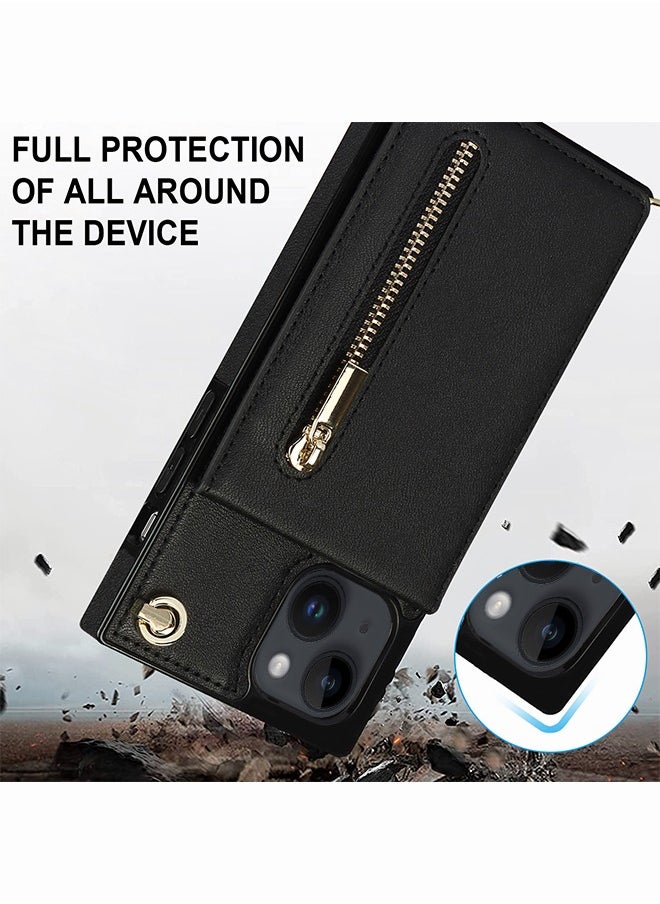 Motim Crossbody Wallet Phone Case for 14 /14 Plus with Card Slots, Premium Leather Shockproof Cover with Shoulder Strap, Mobile Phone Bag Cover for Women  - Image 5