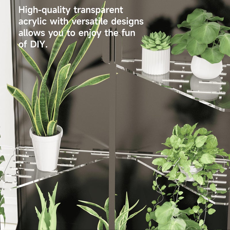 LUVCOSY Acrylic Shelf Compatible with Rudsta Wide Cabinet - 8mm Thick, Clear Acrylic Shelf Fit for Wide Rudsta Short Glass Cabinet, Greenhouse Accessories - Butterfly & Triangular, 2 Pack - Image 3