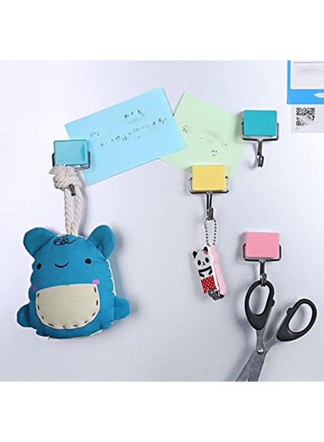 3 خطافات مغناطيسية ملونة، حمولة 2 كجم، خطافات مغناطيسية قوية، لا حاجة للحفر، مثبتة على الحائط، خطاف لاصق شديد التحمل، شماعات معدنية متعددة الأغراض تدور 180 درجة - Image 3