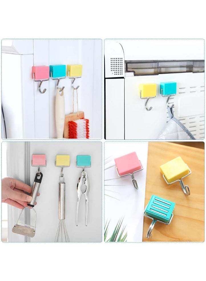 3 خطافات مغناطيسية ملونة، حمولة 2 كجم، خطافات مغناطيسية قوية، لا حاجة للحفر، مثبتة على الحائط، خطاف لاصق شديد التحمل، شماعات معدنية متعددة الأغراض تدور 180 درجة - Image 4