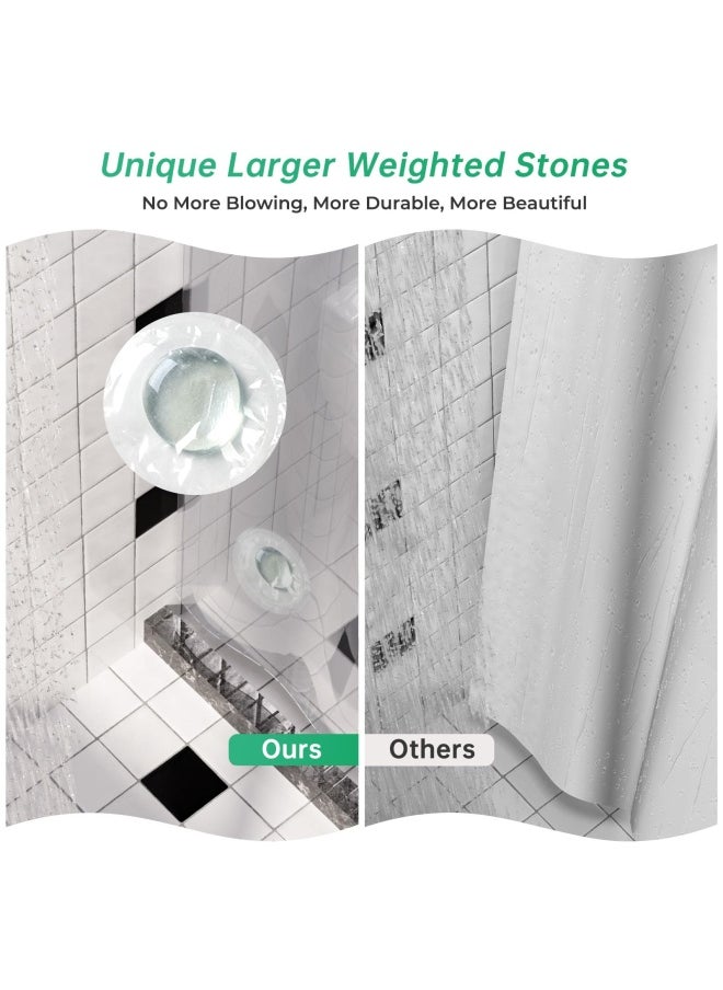 AmazerBath - Plastic Shower Curtain 36 W X 72 H Eva 8G Thick Bathroom Shower Curtains No Smell With Heavy Duty Clear Stones And 6 Rust Resistant Grommet Holes Clear - Image 1