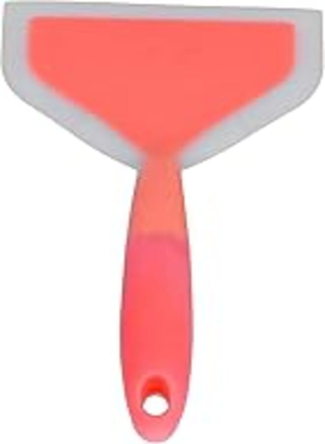 QITERSTAR Wide Spatula, Fried Shovel Spatula Transparent Wide Mouth Frying Silicone Wide Spatula for Cooking for Turning Tamagoyaki for Pancakes for Meat(Orange shovel head)