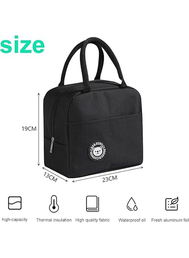 Lunch Box Bag Reusable Insulated Lunch Tote Bag Leakproof Thermal Cooler Sack Food Handbags Case for Work Office School Picnic Travel Black 23 x 21 x 13cm  - Image 5