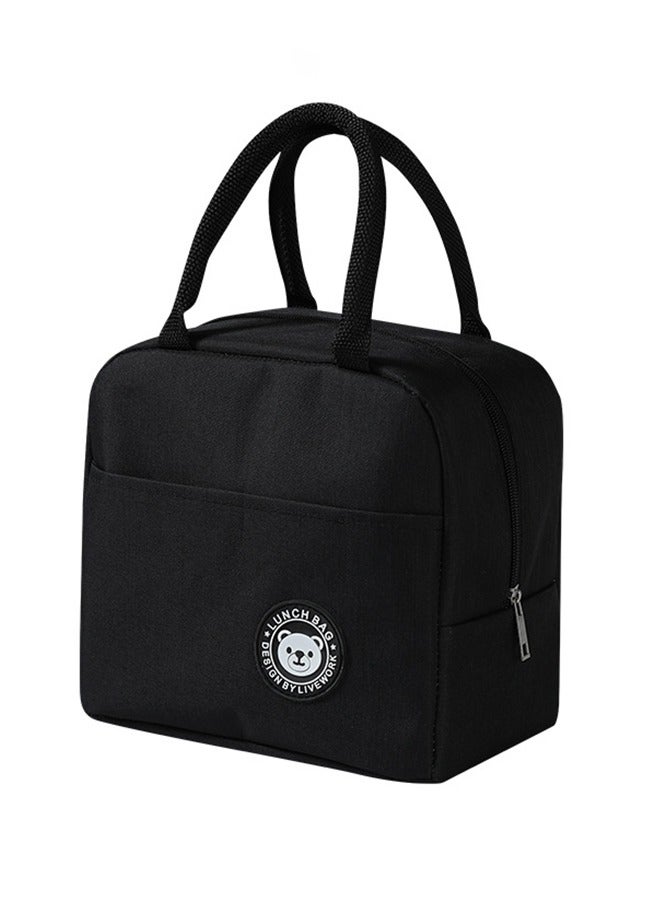 Lunch Box Bag Reusable Insulated Lunch Tote Bag Leakproof Thermal Cooler Sack Food Handbags Case for Work Office School Picnic Travel Black 23 x 21 x 13cm  - Image 1