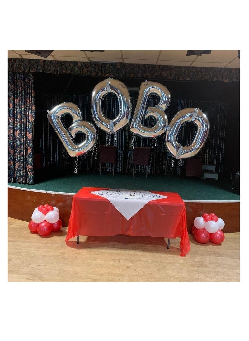 بارتي ويذ إيما الحروف الفضية من الألف إلى الياء بالونات 32 بوصة بالونات الأبجدية الكبيرة الفضة رقائق الهيليوم رسالة بالون لتزيين حفل زفاف الذكرى السنوية لحفل عيد ميلاد (فضي-D) - Image 3