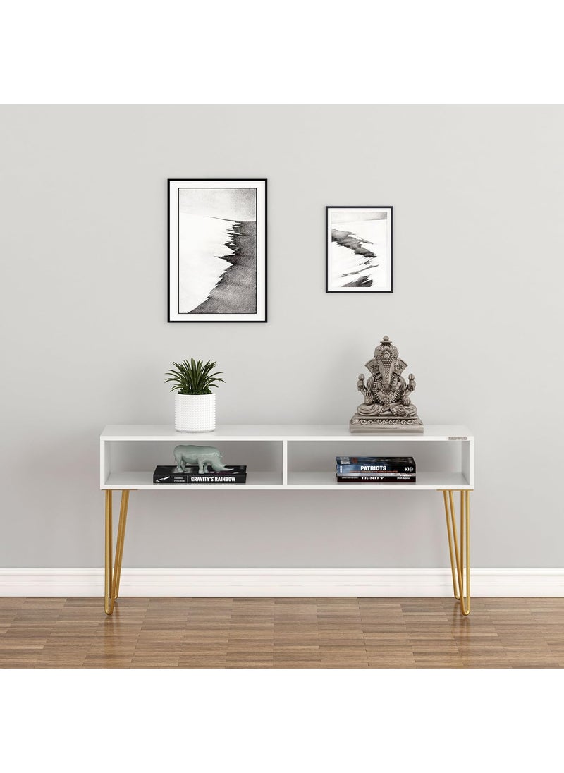 Redwud Redwud Huxley Console Tables Sofa Table Side Table Hallway Enteryway Living Room Wood Top Metal Frame WhiteGolden DIY 