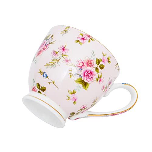 YUESITE 16oz Bone China Coffee Mugs for Women Mugs Flora Coffee Tea Cups Novetly Coffee Cups Gift for Women Mom Friends - Image 5