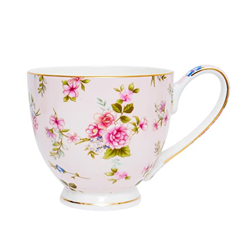 YUESITE 16oz Bone China Coffee Mugs for Women Mugs Flora Coffee Tea Cups Novetly Coffee Cups Gift for Women Mom Friends - Image 1