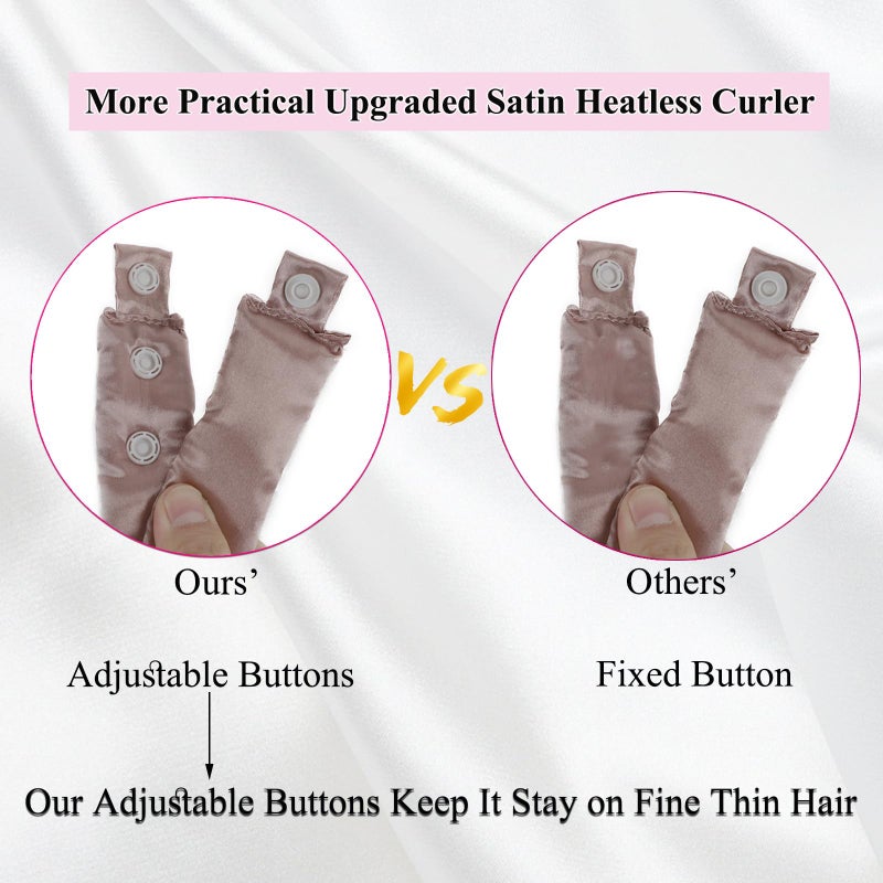 Clione 3 Sets Satin Heatless Curling Set Overnight Curls Blowout Rods Soft Hair Curlers to Sleep in Bun Bons Heatless Curls with Bonnet Cap No Heat Headband Silk Roller Wrapper Brown - Image 3
