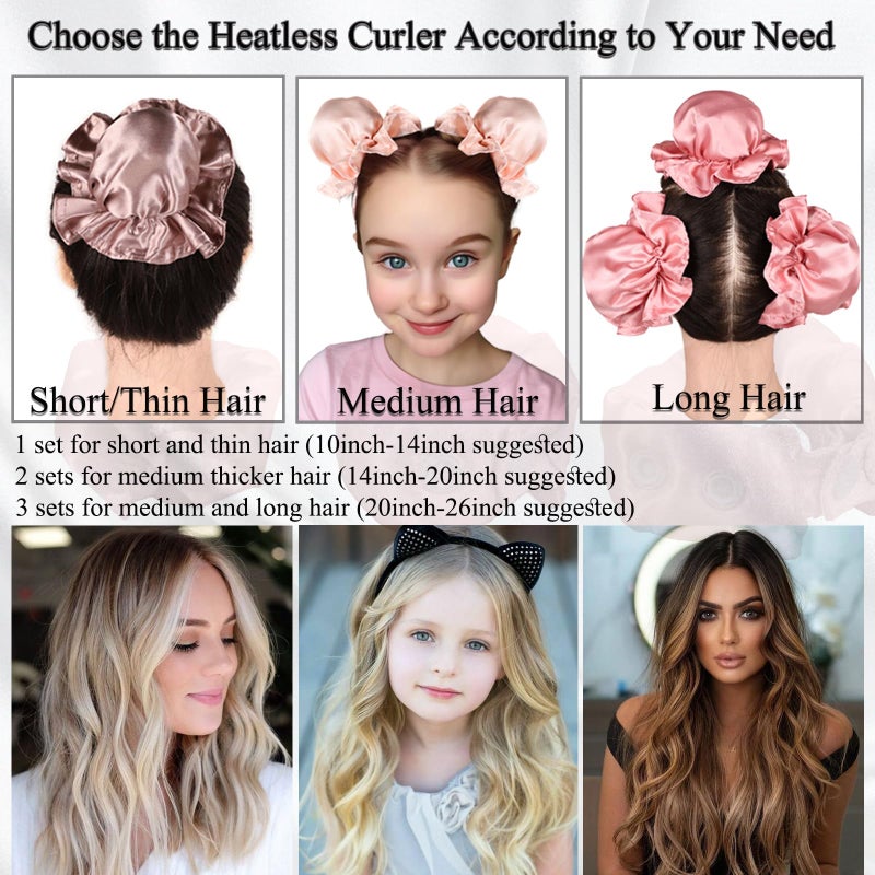 Clione 3 Sets Satin Heatless Curling Set Overnight Curls Blowout Rods Soft Hair Curlers to Sleep in Bun Bons Heatless Curls with Bonnet Cap No Heat Headband Silk Roller Wrapper Brown - Image 2