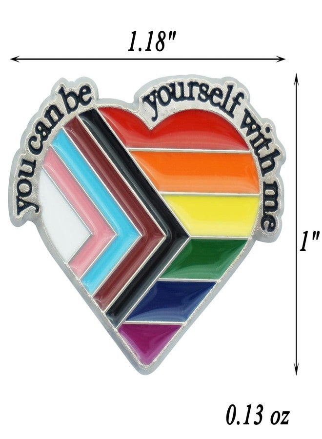 ETHOON Pride Pins YOU CAN BE YOURSELF WITH ME Enamel LGBT Lapel Pin Gay Irregular Heart Rainbow Brooch Trans pride Badge Pins Decoration for Clothes and Bags 36Pcs - Image 3