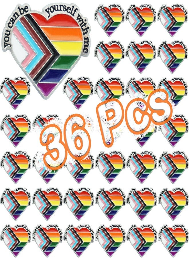 ETHOON Pride Pins YOU CAN BE YOURSELF WITH ME Enamel LGBT Lapel Pin Gay Irregular Heart Rainbow Brooch Trans pride Badge Pins Decoration for Clothes and Bags 36Pcs - Image 1