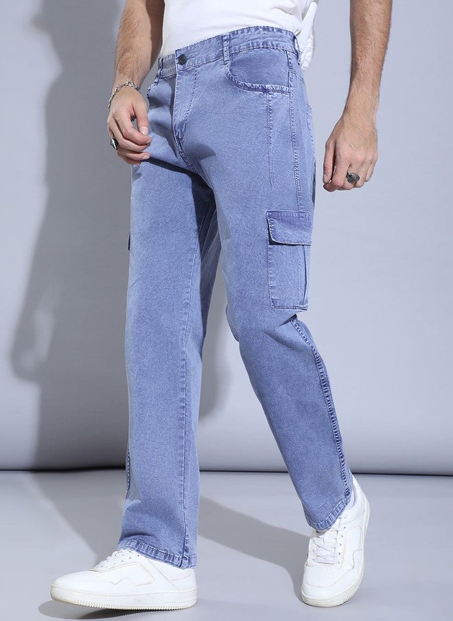 Hence Men Faded Cotton Relaxed Straight Leg Cargo Trousers - Image 3