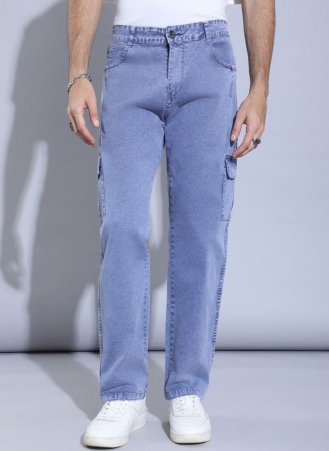Hence Men Faded Cotton Relaxed Straight Leg Cargo Trousers - Image 1