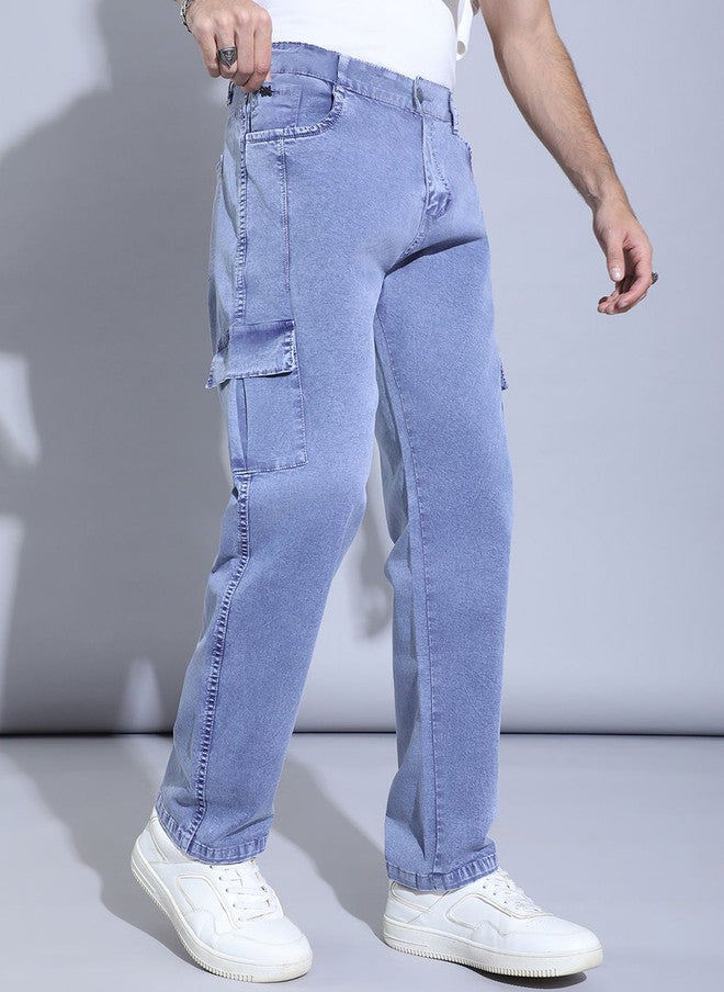 Hence Men Faded Cotton Relaxed Straight Leg Cargo Trousers - Image 2