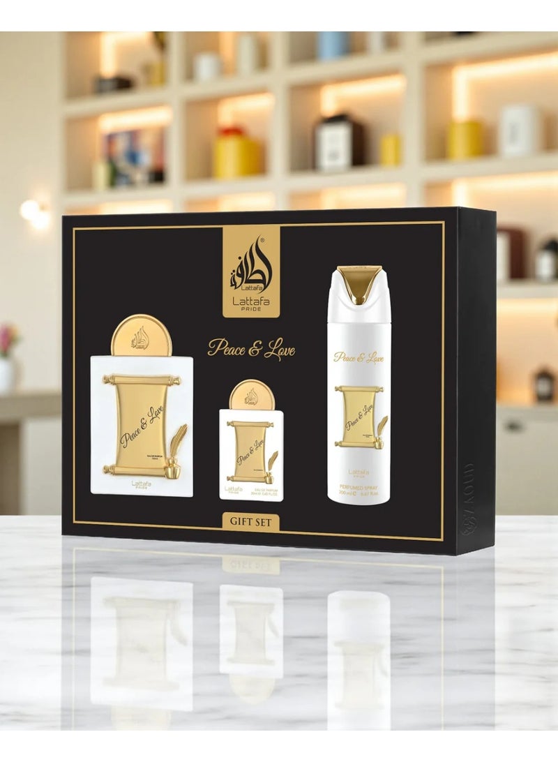 Lattafa Peace & Love Gift Set - 3 Pieces - Image 2