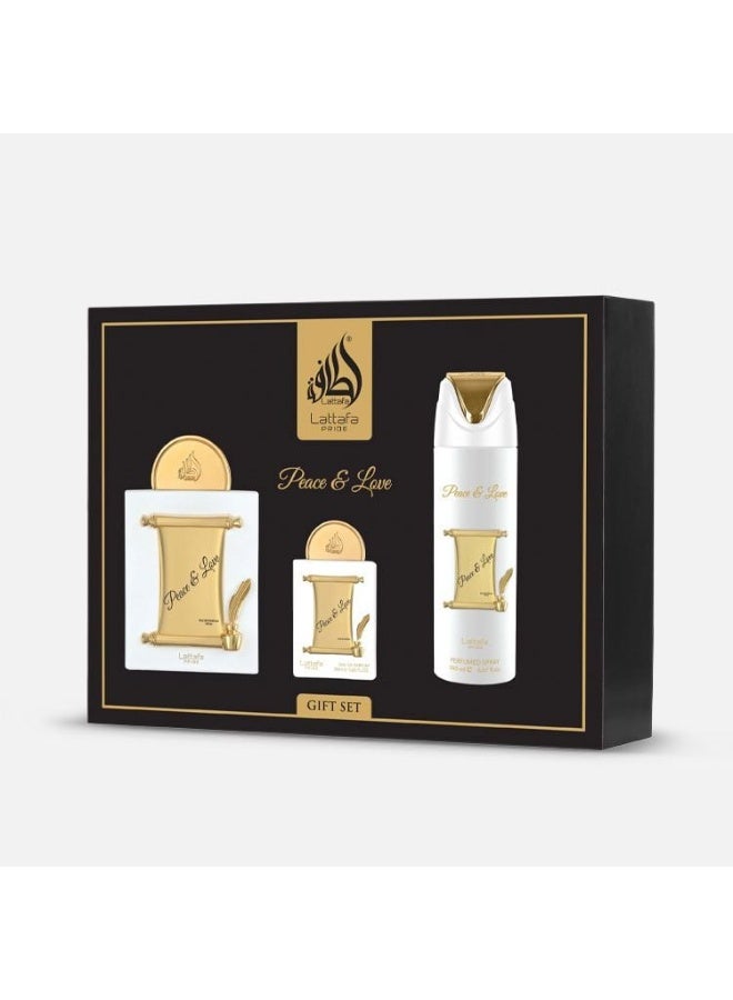 Lattafa Peace & Love Gift Set - 3 Pieces - Image 4