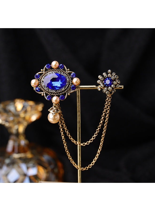 KUYING Retro Fashion Baroque Rhinestone Chain Brooch 
