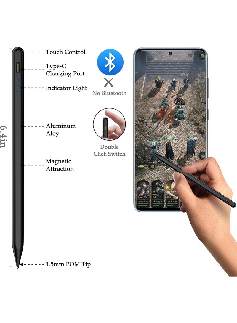 Active Stylus Pen for iPhone/Android/iPad/iPad Pro/Air/Mini/iPad Pencil/Samsung/iOS/Lenovo/Huawei/Vivo Tablet Phone Touch Screens - Black - Image 4