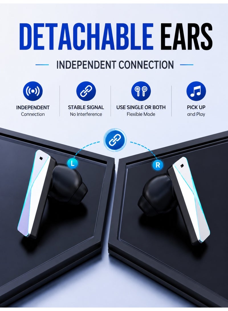 داميكس سماعات أذن لاسلكية للألعاب بتقنية Bluetooth 5.3 وTWS، مزودة بخاصية إلغاء الضوضاء (ENC)، ​​وزمن انتقال منخفض، ومقاومة للماء بمعيار IP7، وتحكم باللمس، وشاشة LED، وعلبة شحن بسعة 2000 مللي أمبير، ووقت تشغيل يصل إلى 8 ساعات - لون أسود. - Image 3