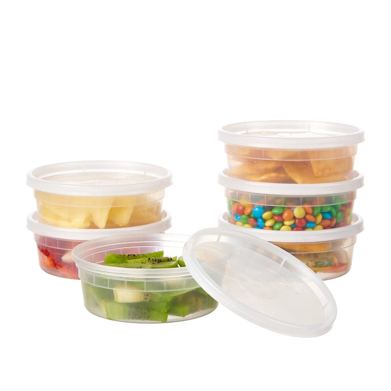 48Set8oz Plastic Deli Food Storage Containers With Lids Disposable Clear Small Togo Jars Bowls For Soup Meal Prep Slime BPA Free Stackable Leakproof Microwave Dishwasher Freezer Safe