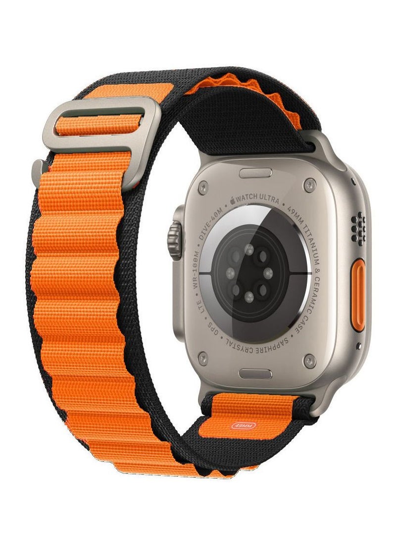 CATANES Alpine Loop Band 49mm 45mm 44mm for Apple Watch Series Ultra/8/SE/7/6/5/4/3/2/1 Nylon Woven Textile Loop Sport Strap Wristband Orange/Black  - Image 1