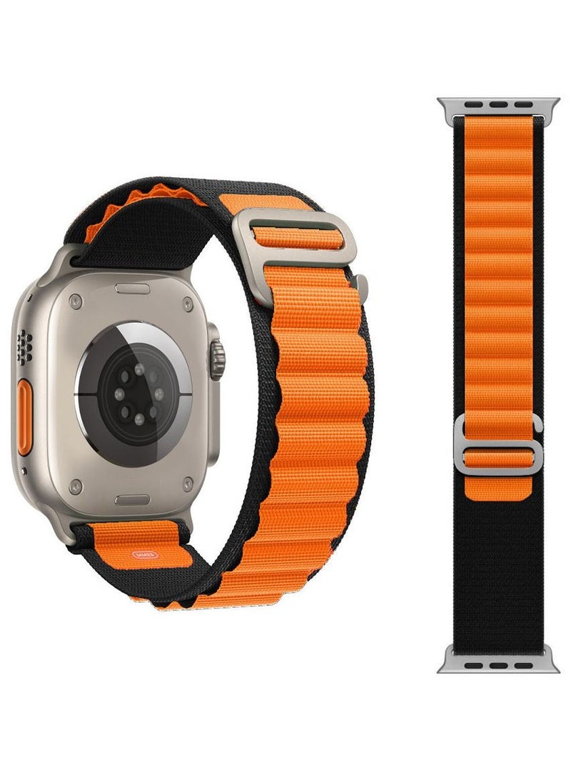 CATANES Alpine Loop Band 49mm 45mm 44mm for Apple Watch Series Ultra/8/SE/7/6/5/4/3/2/1 Nylon Woven Textile Loop Sport Strap Wristband Orange/Black  - Image 4