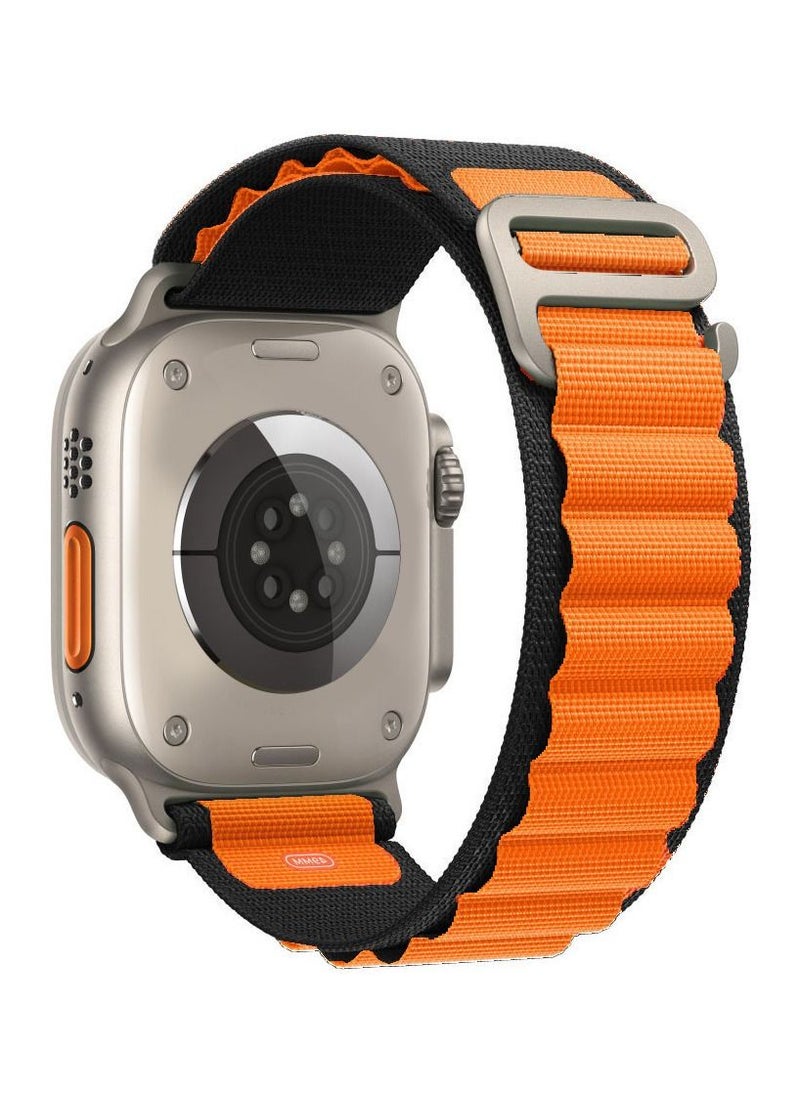 CATANES Alpine Loop Band 49mm 45mm 44mm for Apple Watch Series Ultra/8/SE/7/6/5/4/3/2/1 Nylon Woven Textile Loop Sport Strap Wristband Orange/Black  - Image 5