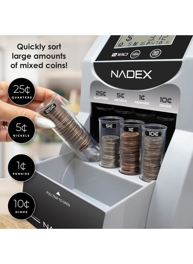 Nadex S180 Digital Coin Sorter and Counter – Displays Total and Denomination Values, Black - Image 4