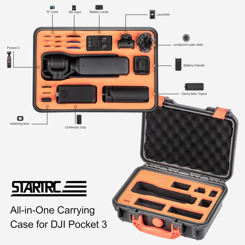 STARTRC STARTRC OSMO Pocket 3 Hard Case Multifunctional Portable Waterproof Hard Case for DJI Pocket 3 Creator Combo Camera Accessories, Black, Suitcase  - Image 2