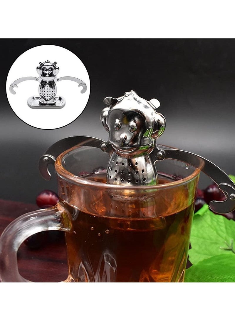 Y&D Stainless Steel Tea Strainer, Monkey Infuser, Food Grade Mesh Filter, Infuser for Home Kitchen Office Herbal Spice Ball Strainer Brew Loose Leaf Tea, Spices and Seasonings 2 Sets - Image 2