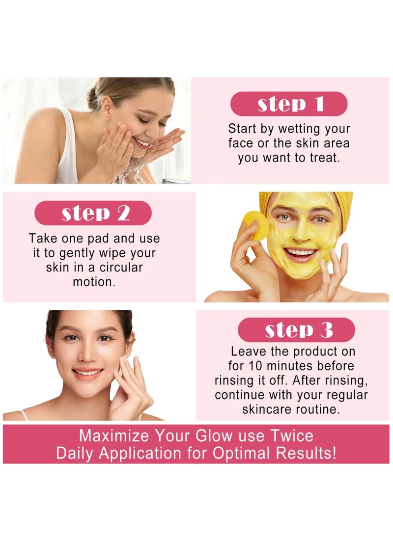 ALIVER - 40Pcs Kojic Acid & Turmeric Cleansing Pads for Dark Spots Turmeric Kojic Acid Cleansing Pads Helps Balance Skin Oil & Water Fade Spot Remove Excess Keratin Clean Oil Refines Pores - Image 1